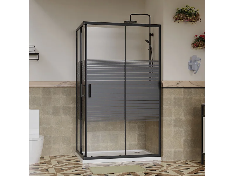 Box Doccia 80x120 Angolare Vetro Cristallo 6mm Temperato, Reversibile 2 Lati Scorrevole