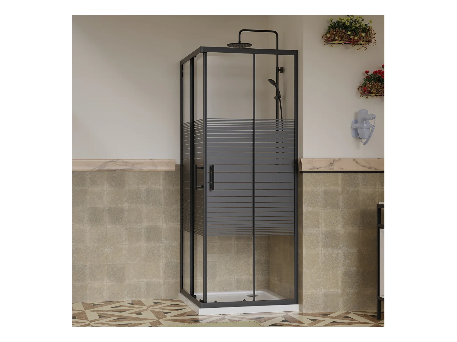 Box Doccia 80x80 Angolare Vetro 6mm Cristallo Temperato, Reversibile, Cabina Doccia Scorrevole 2 Lati