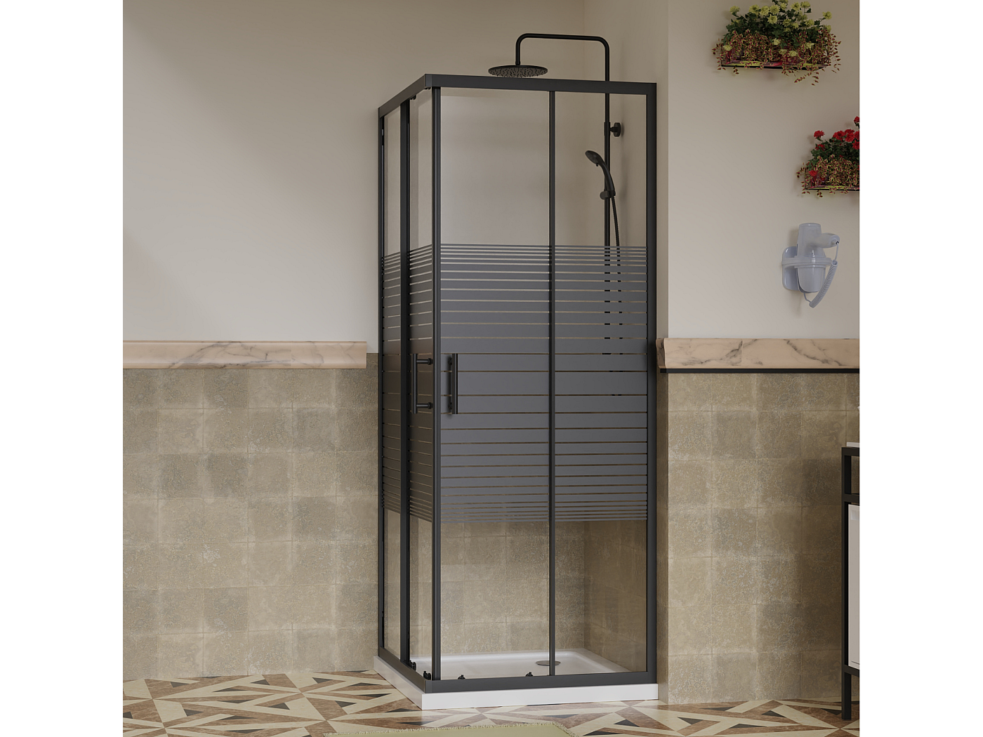 BOX DOCCIA 80x80 CABINA ANGOLARE TONDO SEMICIRCOLARE A SOFFIETTO CENTRALE PVC eB