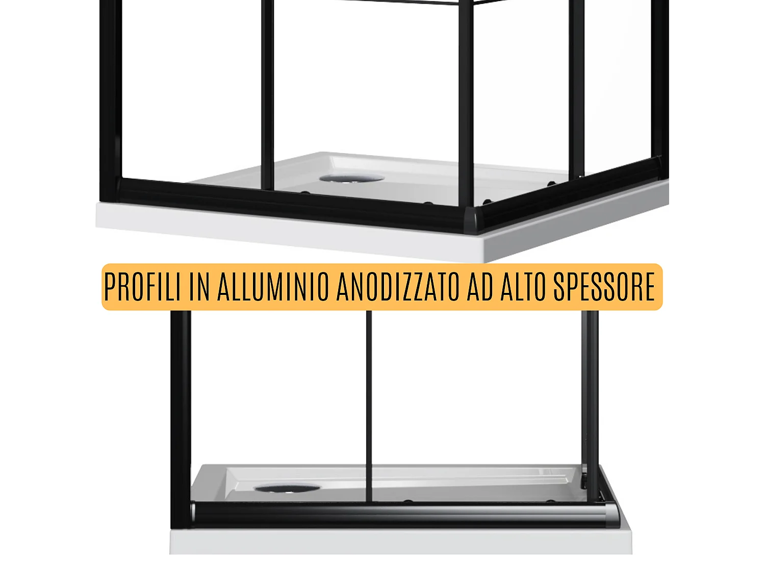 Box Doccia 80x80 Angolare Vetro 6mm Cristallo Temperato, Reversibile, Cabina Doccia Scorrevole 2 Lati