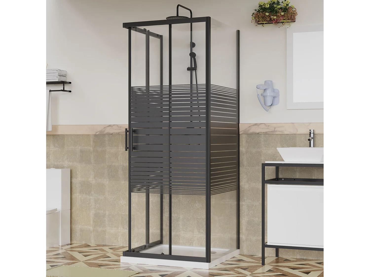 Box Doccia 80x80x80 Angolare Vetro Cristallo 6mm Temperato, Reversibile, Cabina Doccia Scorrevole 3 Lati