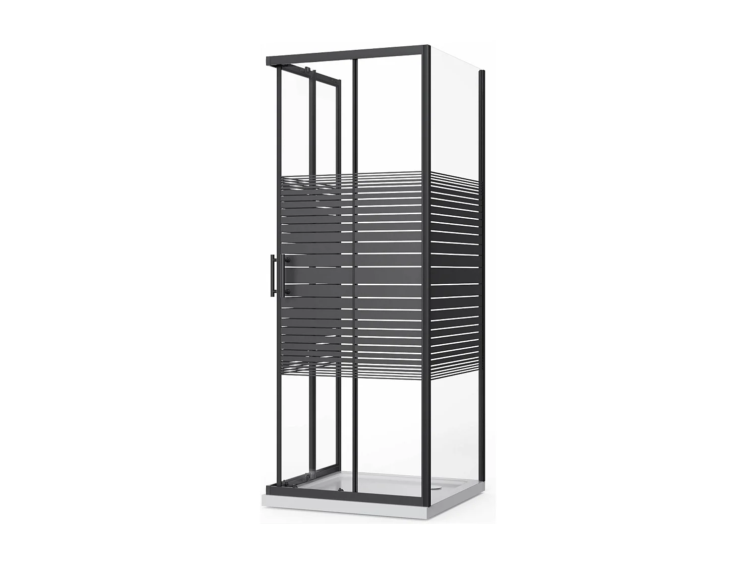 Box Doccia 80x80x80 Angolare Vetro Cristallo 6mm Temperato, Reversibile, Cabina Doccia Scorrevole 3 Lati