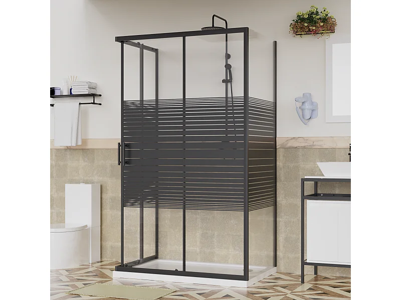 Box Doccia 80x120x80 Angolare Vetro Cristallo 6mm Temperato, Reversibile, Cabina Doccia Scorrevole 3 Lati