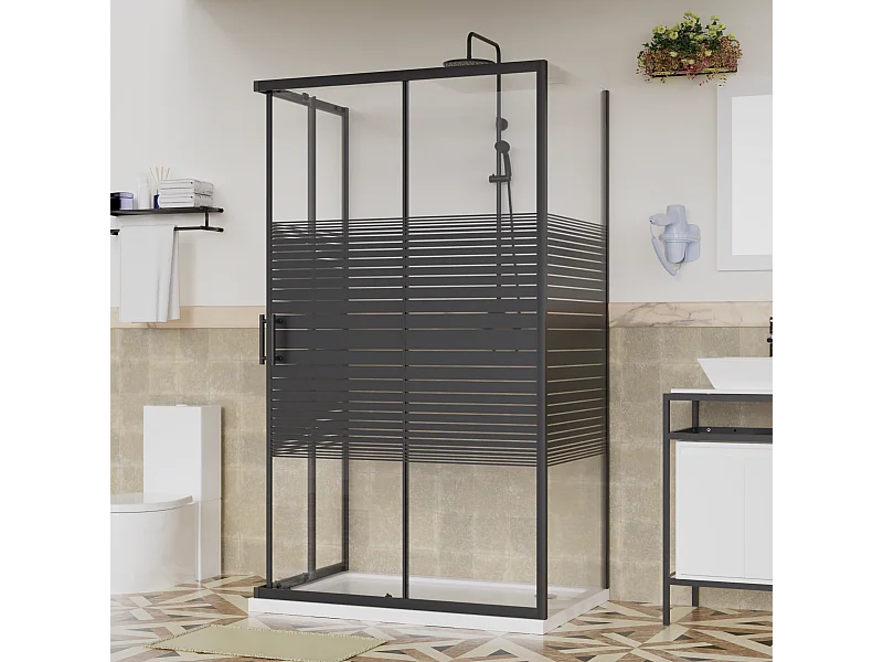 Box Doccia 80x120x80 Angolare Vetro Cristallo 6mm Temperato, Reversibile, Cabina Doccia Scorrevole 3 Lati