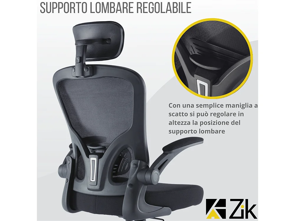 Silla de oficina Silla ergonómica Soporte lumbar con reposabrazos y reposacabezas oscilante