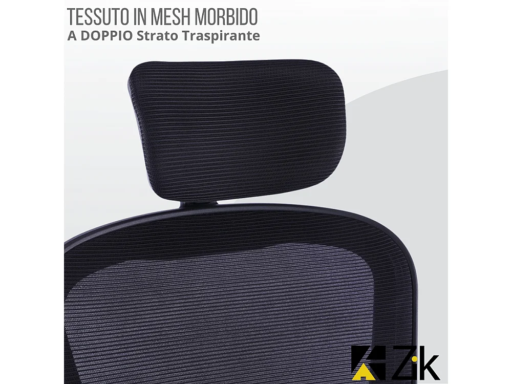Silla de oficina Silla ergonómica Soporte lumbar con reposabrazos y reposacabezas oscilante