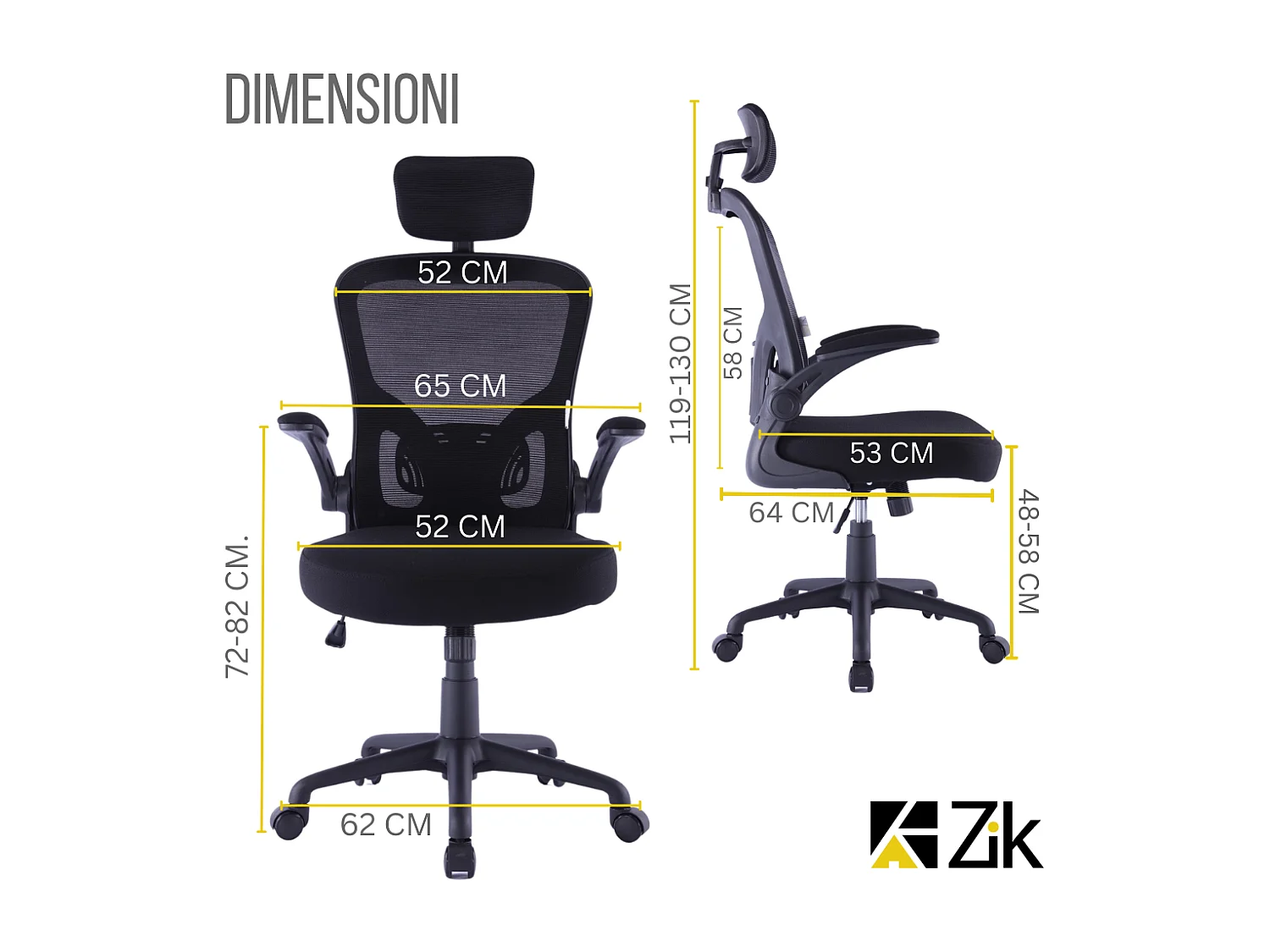 Silla de oficina Silla ergonómica Soporte lumbar con reposabrazos y reposacabezas oscilante