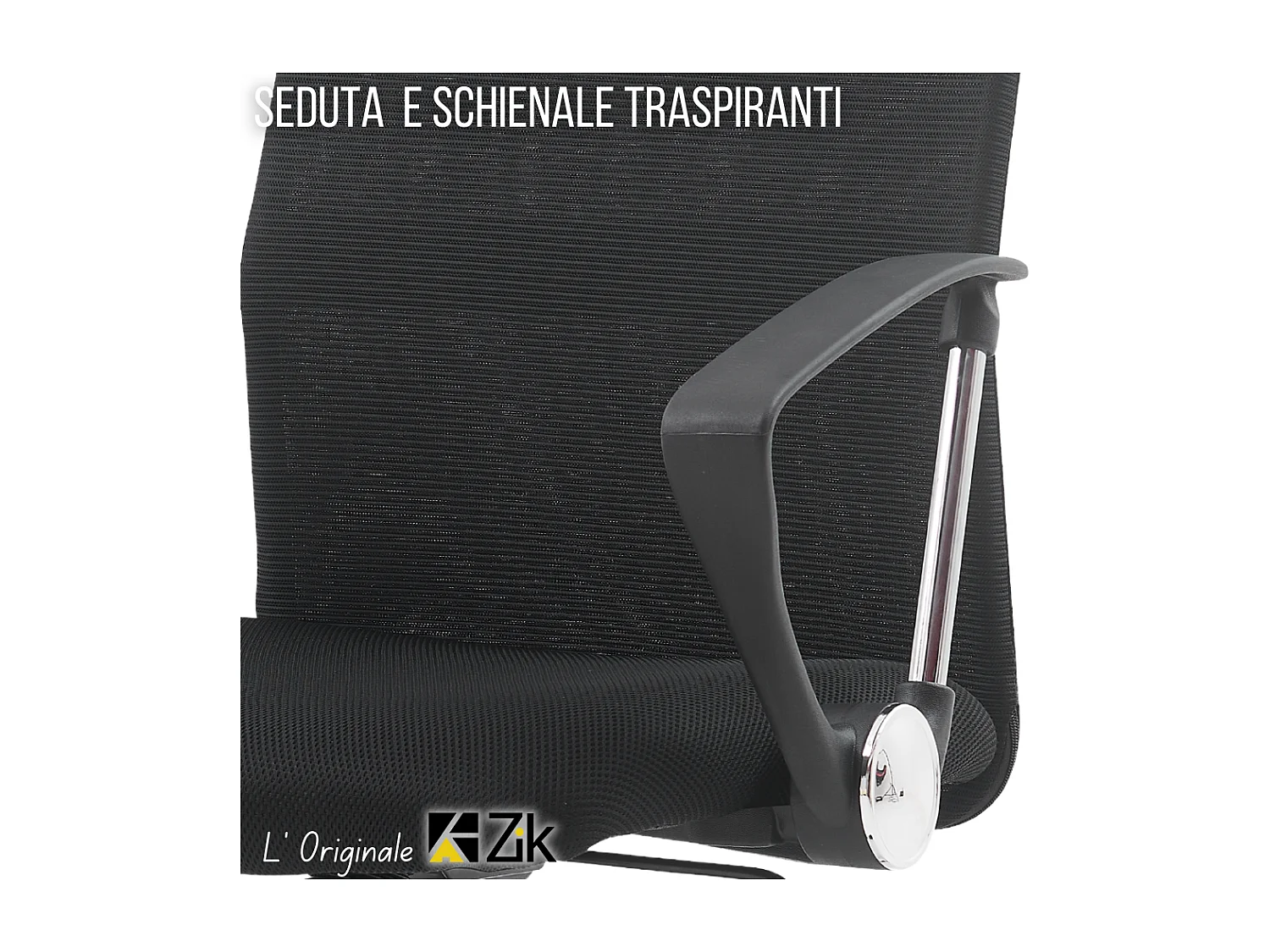 Sedia da Ufficio Girevole Ergonomica con Braccioli, Direzionale, Nero - ZIK