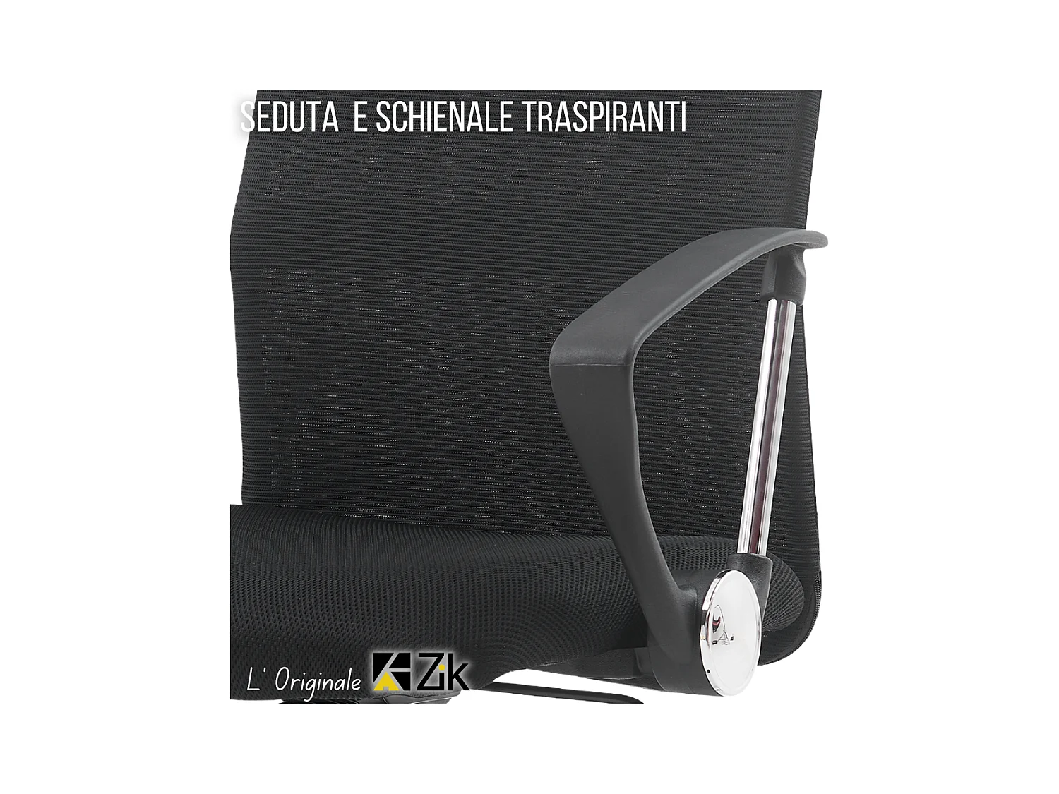 Silla de Oficina Ergonómica Giratoria con Reposabrazos, Ejecutiva, Negro - ZIK