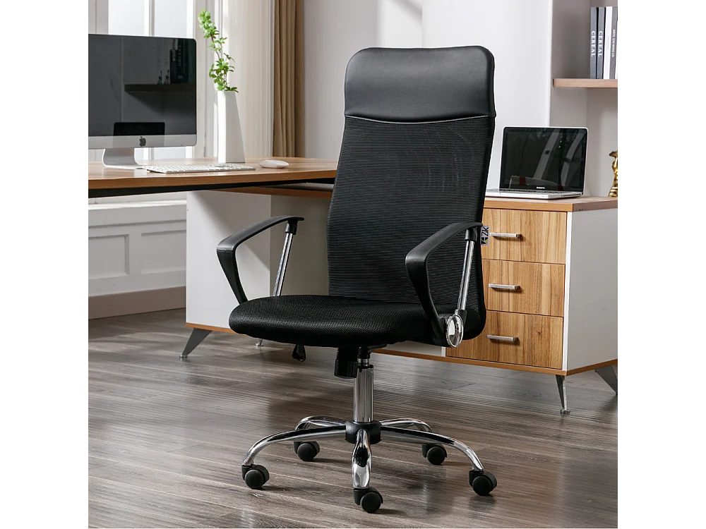 Silla de Oficina Ergonómica Giratoria con Reposabrazos, Ejecutiva, Negro - ZIK