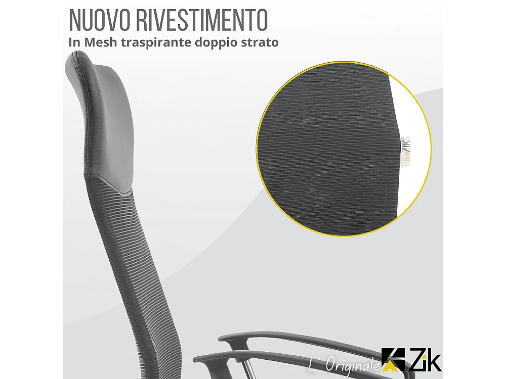 Silla de Oficina Ergonómica Giratoria con Reposabrazos, Ejecutiva, Negro - ZIK