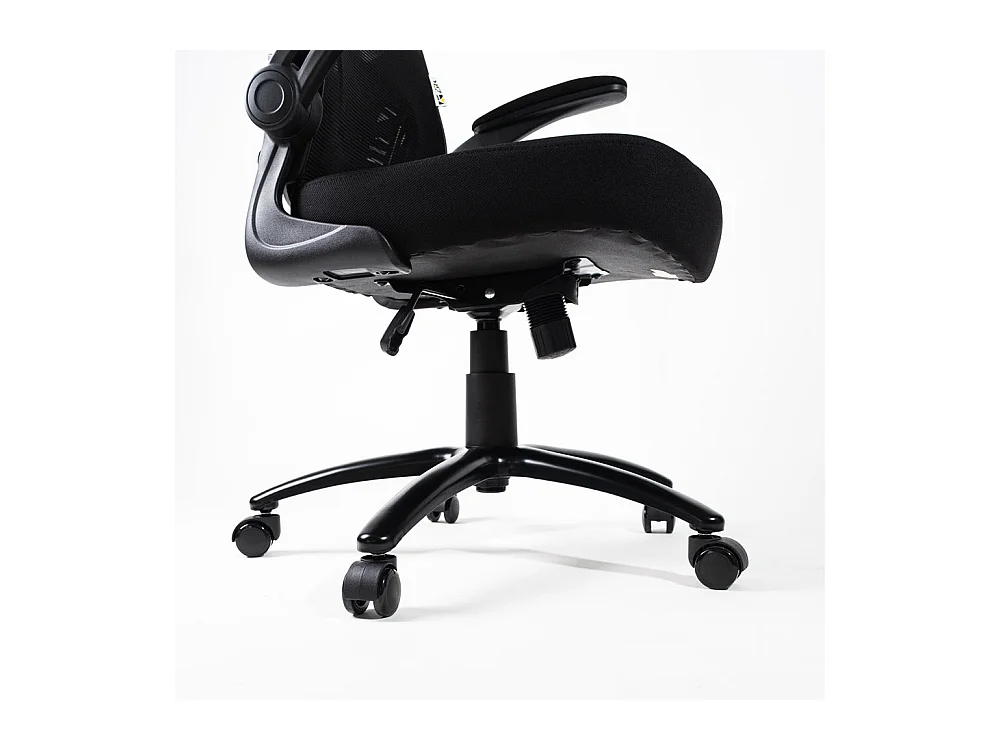 Silla de Oficina Sillón Giratorio Regulable Ergonómico Certificado EN 1335 con Reposabrazos y Cabecera de Tela, Negro - ZIK