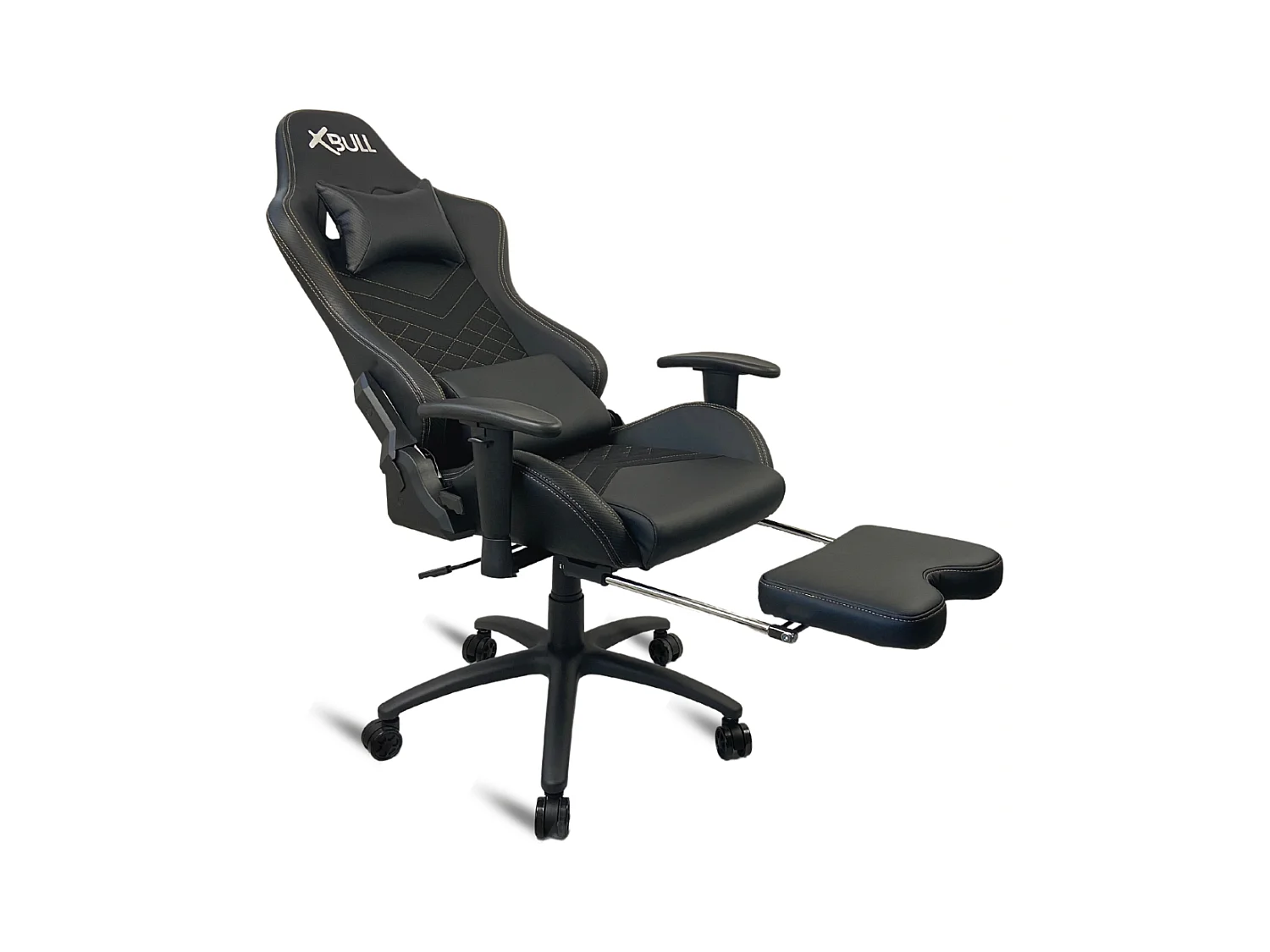 Sedia Gaming da Ufficio con Poggiapiedi, Reclinabile, Supporto Lombare in Similpelle - Nero