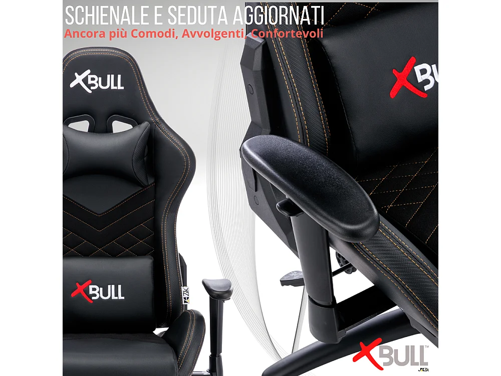 Sedia Gaming da Ufficio con Poggiapiedi, Reclinabile, Supporto Lombare in Similpelle - Nero