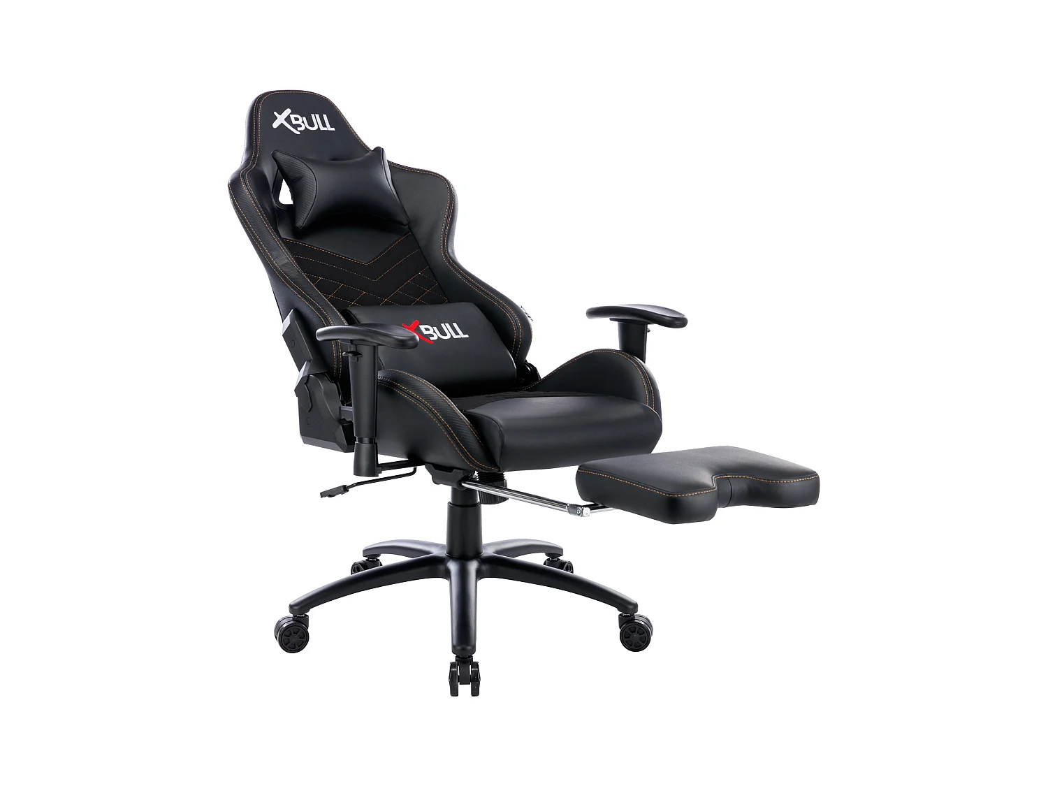 Cadeira para jogos Cadeira de escritório ergonómica com apoio para os pés em tecido reclinável e apoio lombar, Preto - ZIK