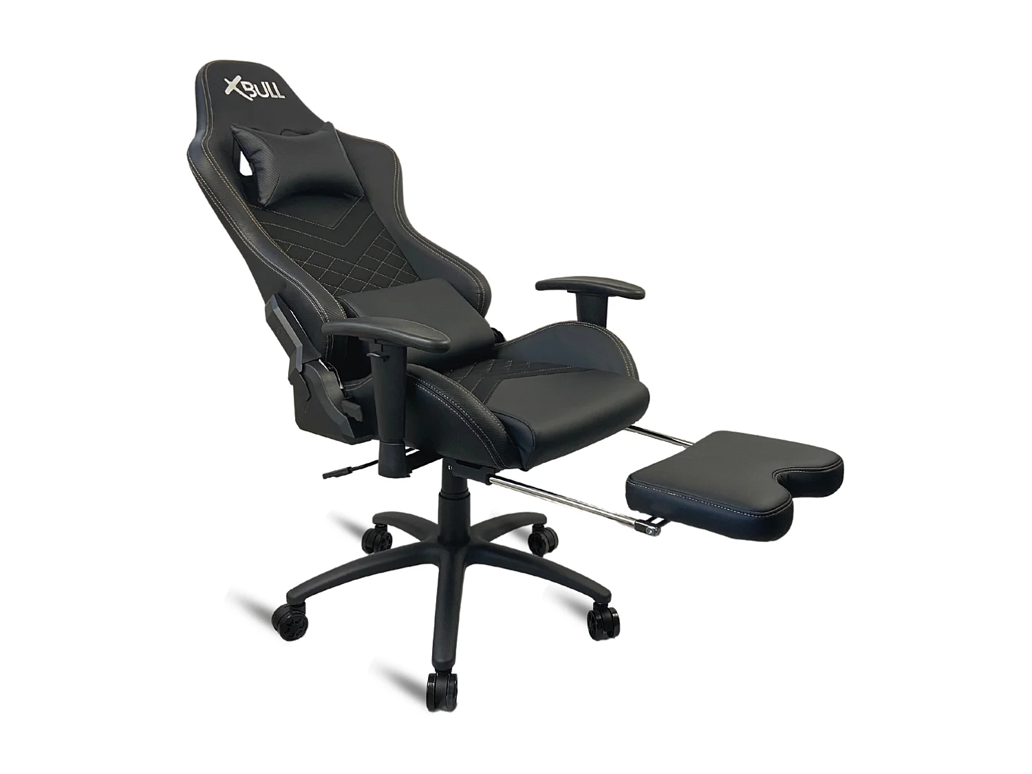 Sedia Gaming da Ufficio con Poggiapiedi, Reclinabile, Supporto Lombare in Similpelle - Nero