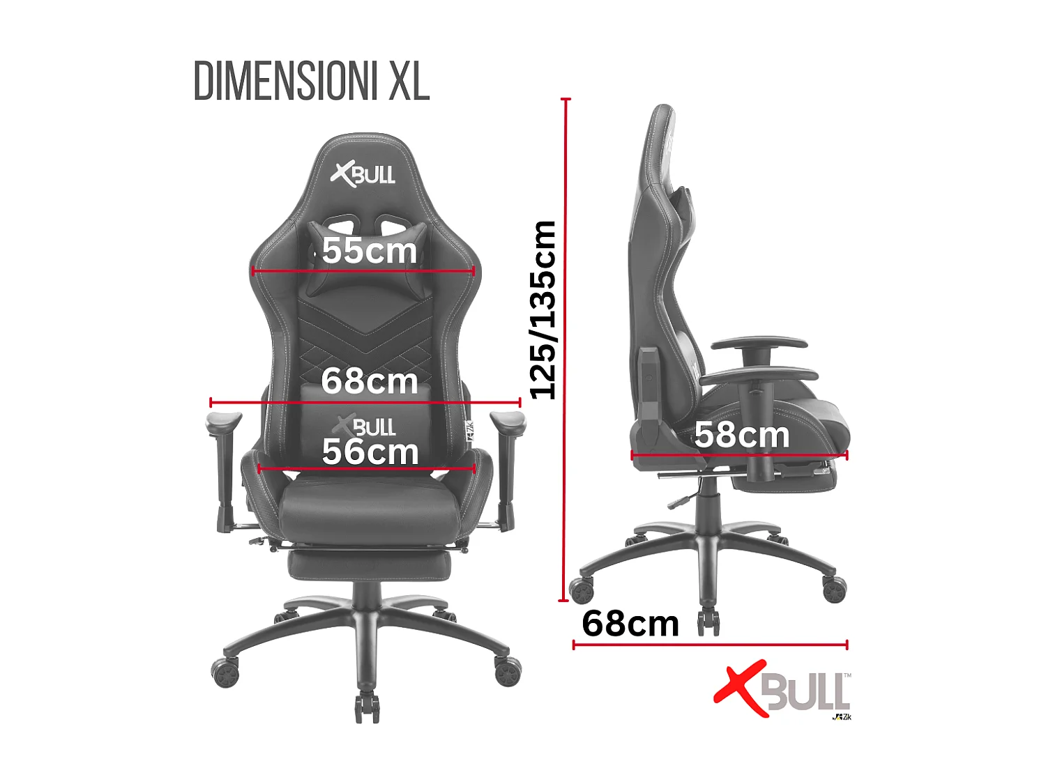 Sedia Gaming da Ufficio con Poggiapiedi, Reclinabile, Supporto Lombare in Similpelle - Nero