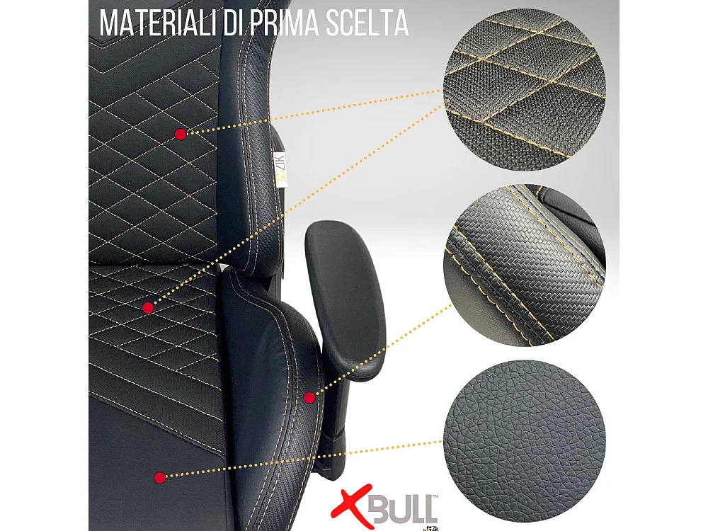 Sedia Gaming da Ufficio con Poggiapiedi, Reclinabile, Supporto Lombare in Similpelle - Nero