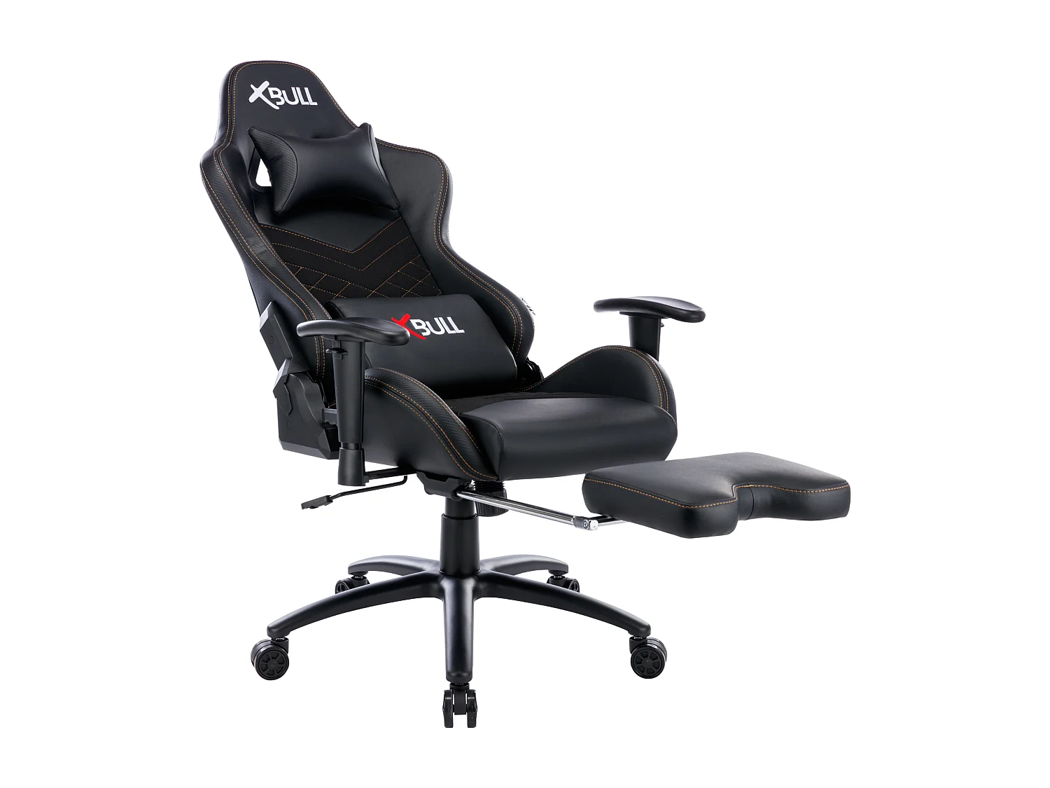 Sedia Gaming da Ufficio con Poggiapiedi, Reclinabile, Supporto Lombare in Similpelle - Nero