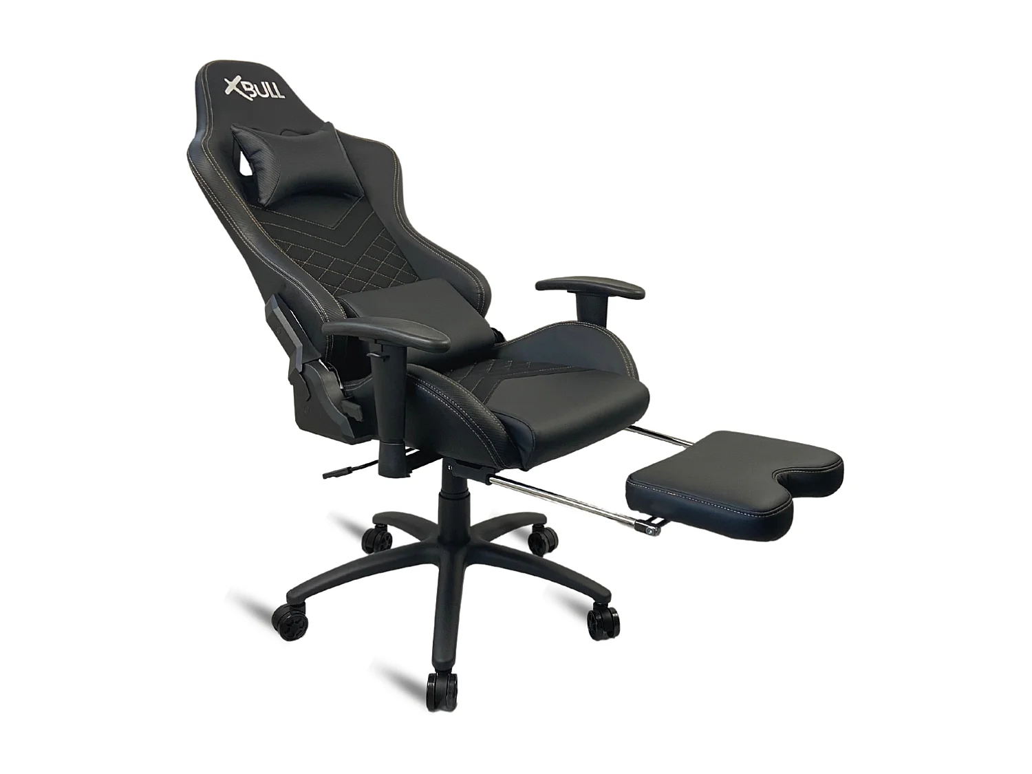 Sedia Gaming da Ufficio con Poggiapiedi, Reclinabile, Supporto Lombare in Similpelle - Nero