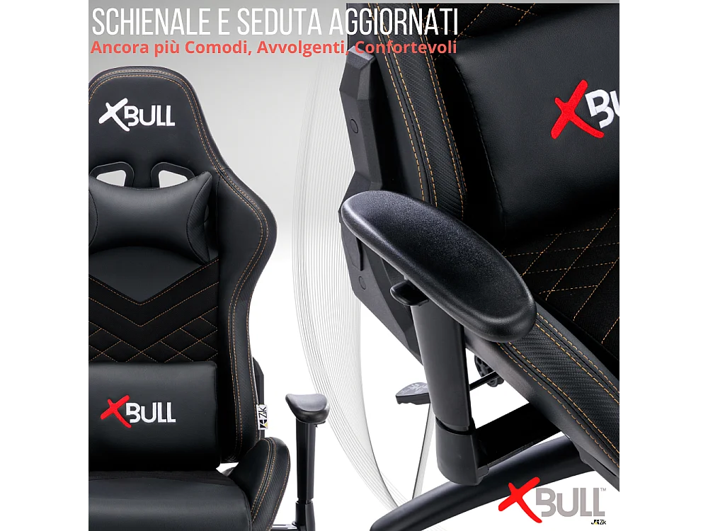 Sedia Gaming da Ufficio con Poggiapiedi, Reclinabile, Supporto Lombare in Similpelle - Nero