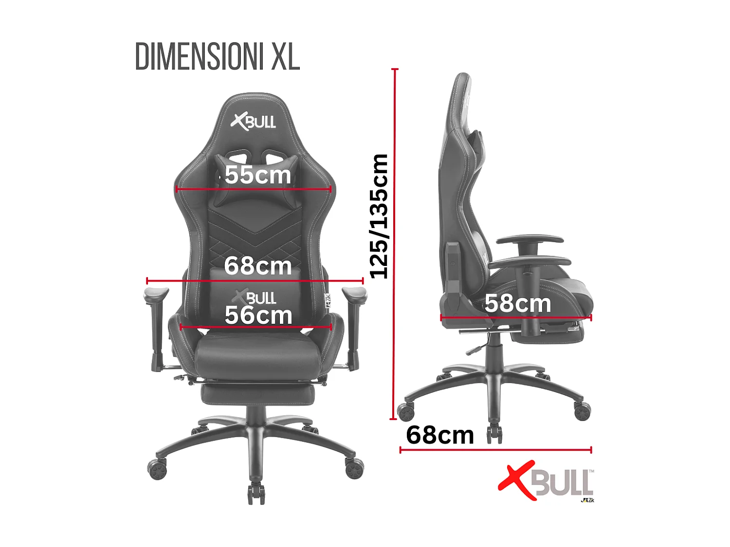 Sedia Gaming da Ufficio con Poggiapiedi, Reclinabile, Supporto Lombare in Similpelle - Nero