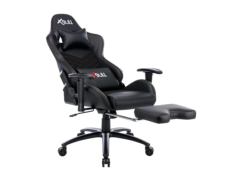 Sedia Gaming da Ufficio con Poggiapiedi, Reclinabile, Supporto Lombare in Similpelle - Nero