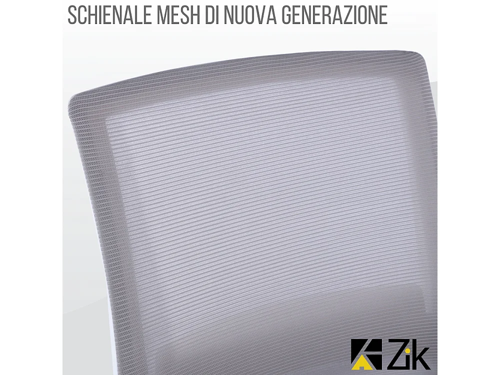 Sedia da Ufficio Ergonomica Girevole, Poltrona con Braccioli e Supporto Lombare in Tessuto, Regolabile - Bianco Grigio