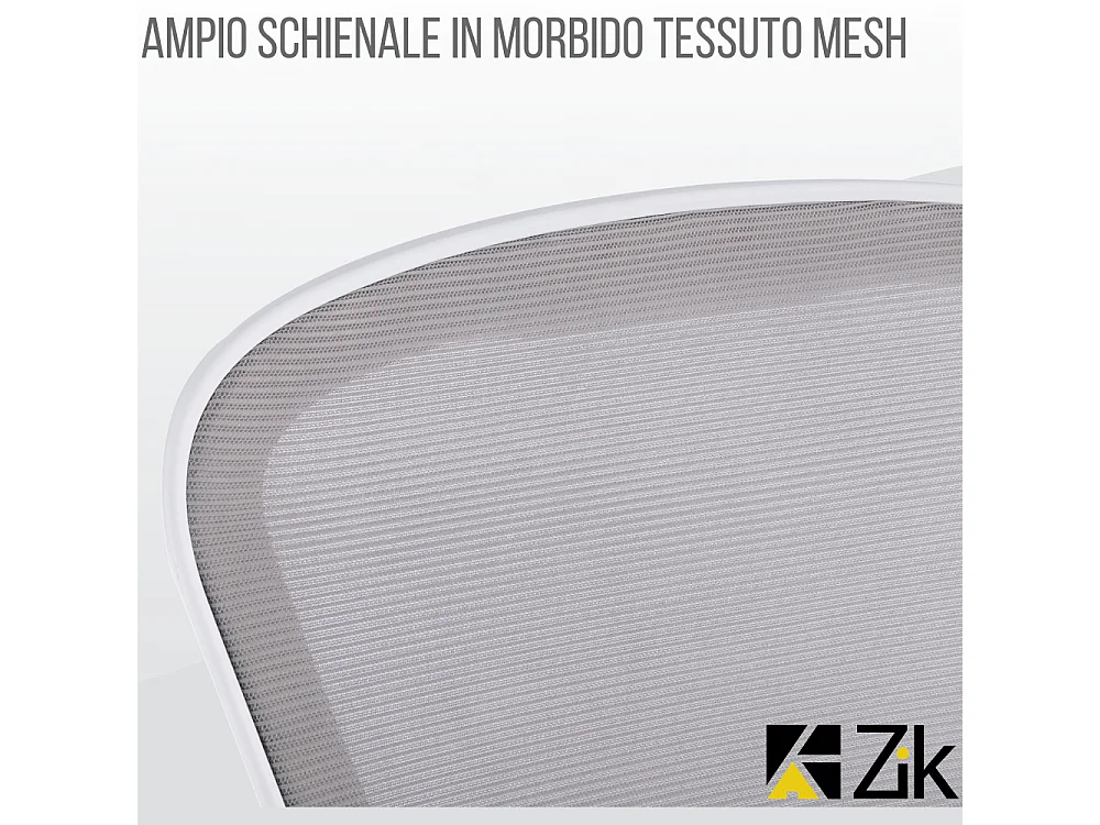 Cadeira de secretária giratória ergonómica com apoios para os braços, tecido ajustável, Branco - ZIK