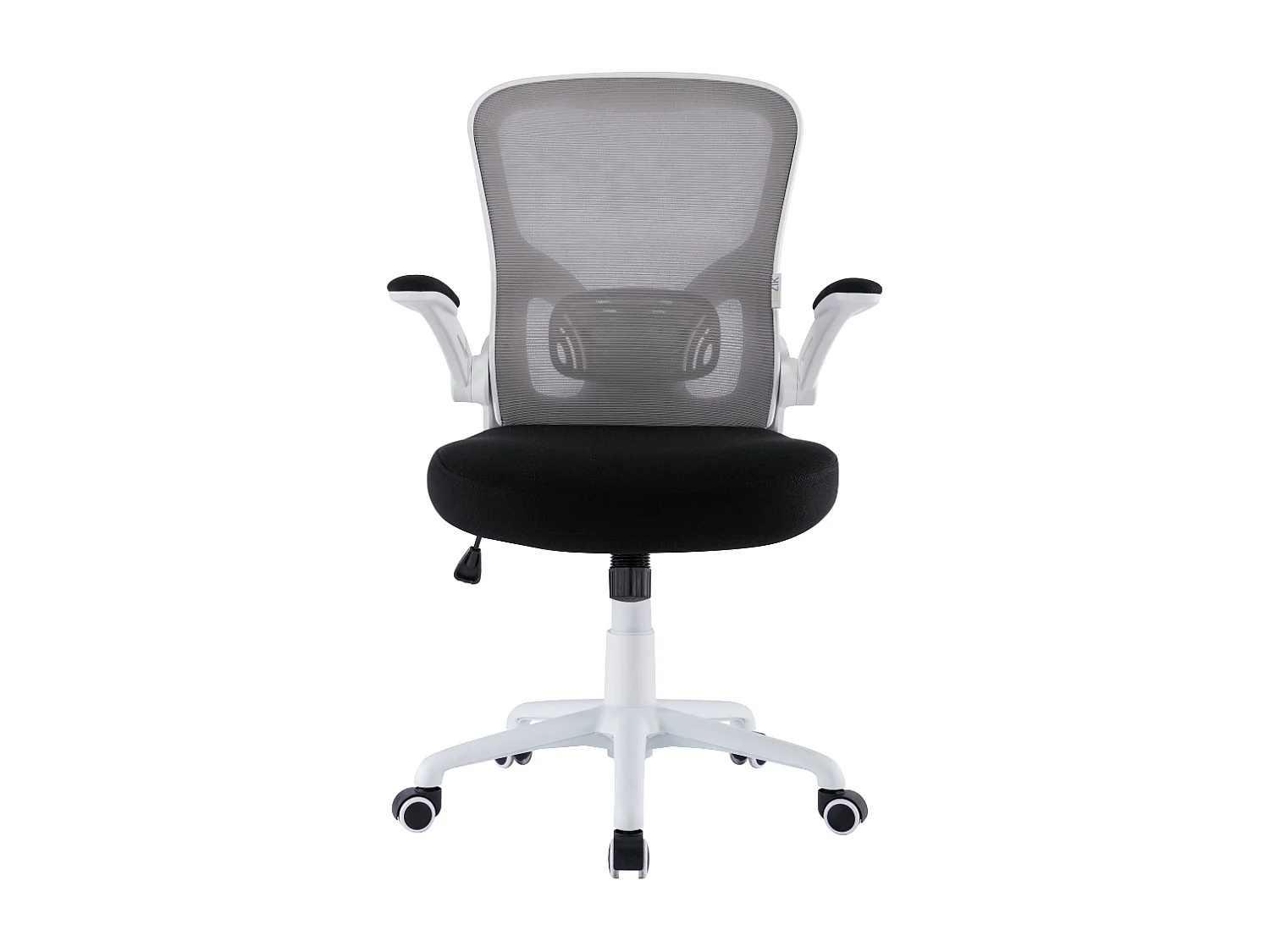 Cadeira de secretária giratória ergonómica com apoios para os braços, tecido ajustável, Branco - ZIK