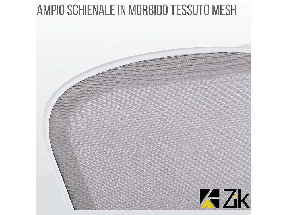 Cadeira de secretária giratória ergonómica com apoios para os braços, tecido ajustável, Branco - ZIK