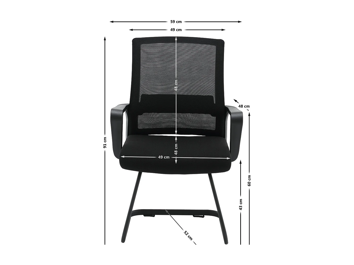 Cadeira de sala de espera Conjunto de escritório 2 Cadeira de conferência ergonómica para reuniões com apoios de braços tecido respirável Preto - ZIK