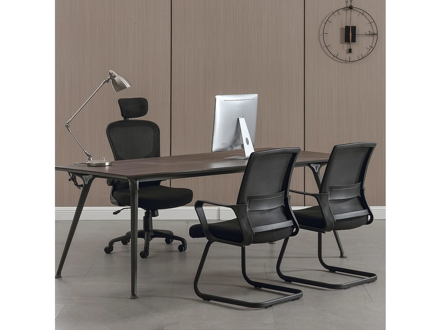 Cadeira de sala de espera Conjunto de escritório 2 Cadeira de conferência ergonómica para reuniões com apoios de braços tecido respirável Preto - ZIK