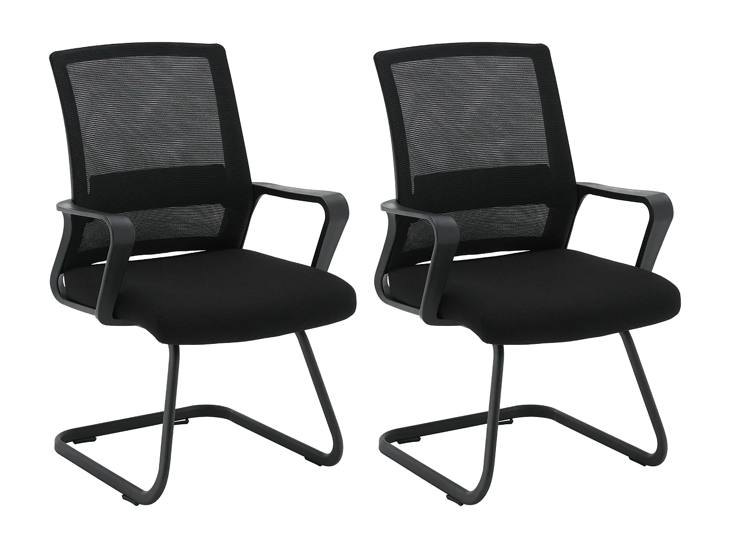 Cadeira de sala de espera Conjunto de escritório 2 Cadeira de conferência ergonómica para reuniões com apoios de braços tecido respirável Preto - ZIK