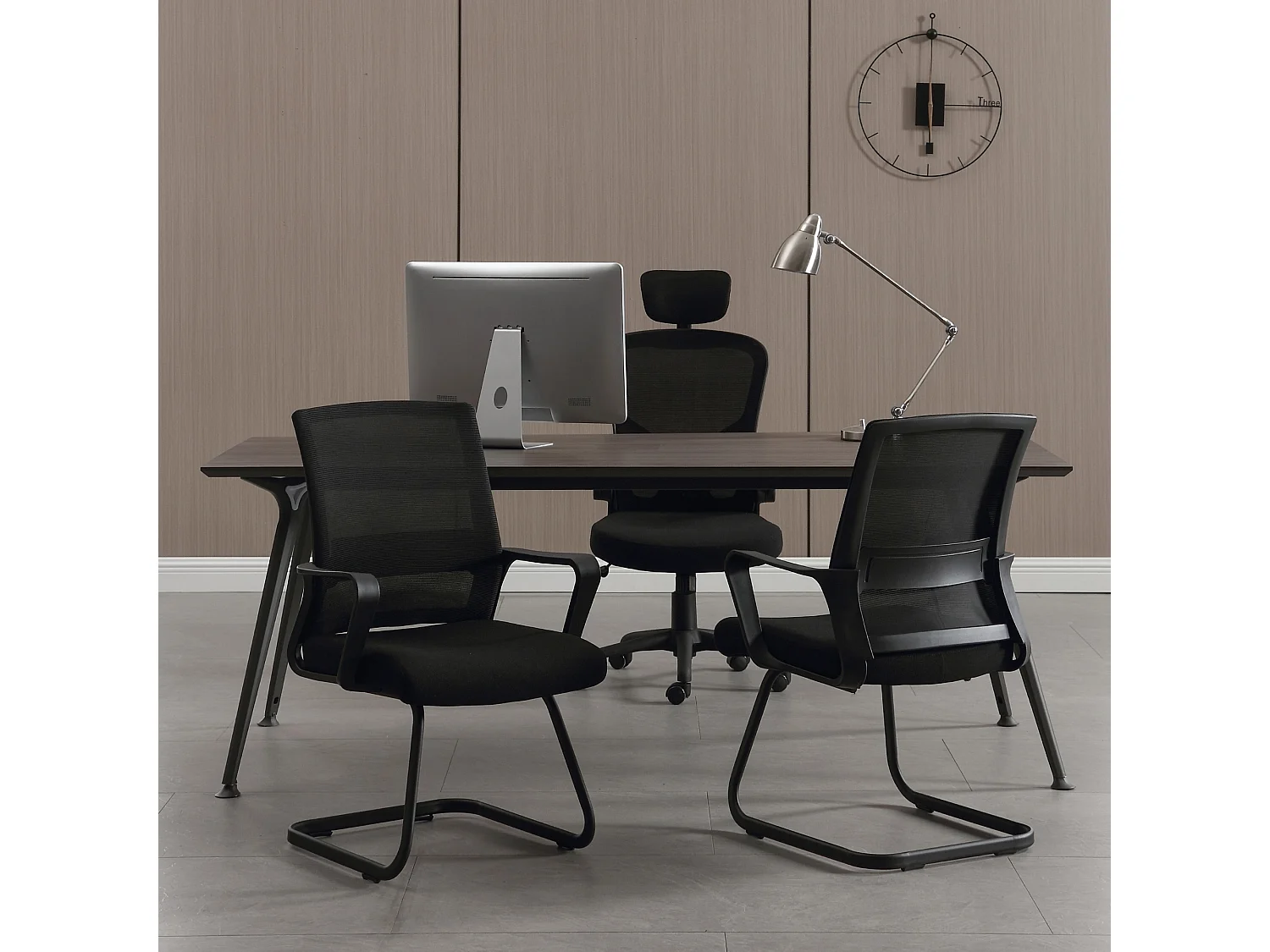 Cadeira de sala de espera Conjunto de escritório 2 Cadeira de conferência ergonómica para reuniões com apoios de braços tecido respirável Preto - ZIK