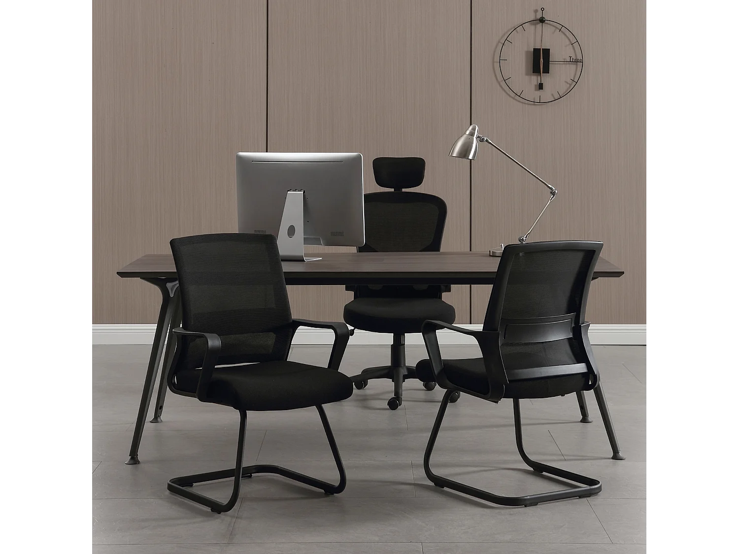 Cadeira de sala de espera Conjunto de escritório 2 Cadeira de conferência ergonómica para reuniões com apoios de braços tecido respirável Preto - ZIK