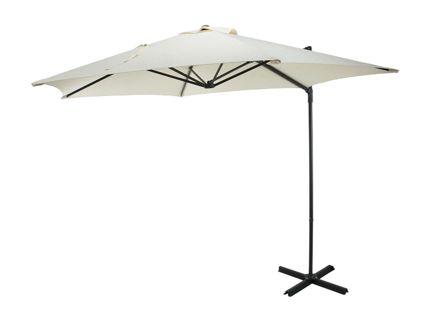 WELL HOME - Parasol suspendu Push Up Ø270cm coloris crème avec pied en acier croisé