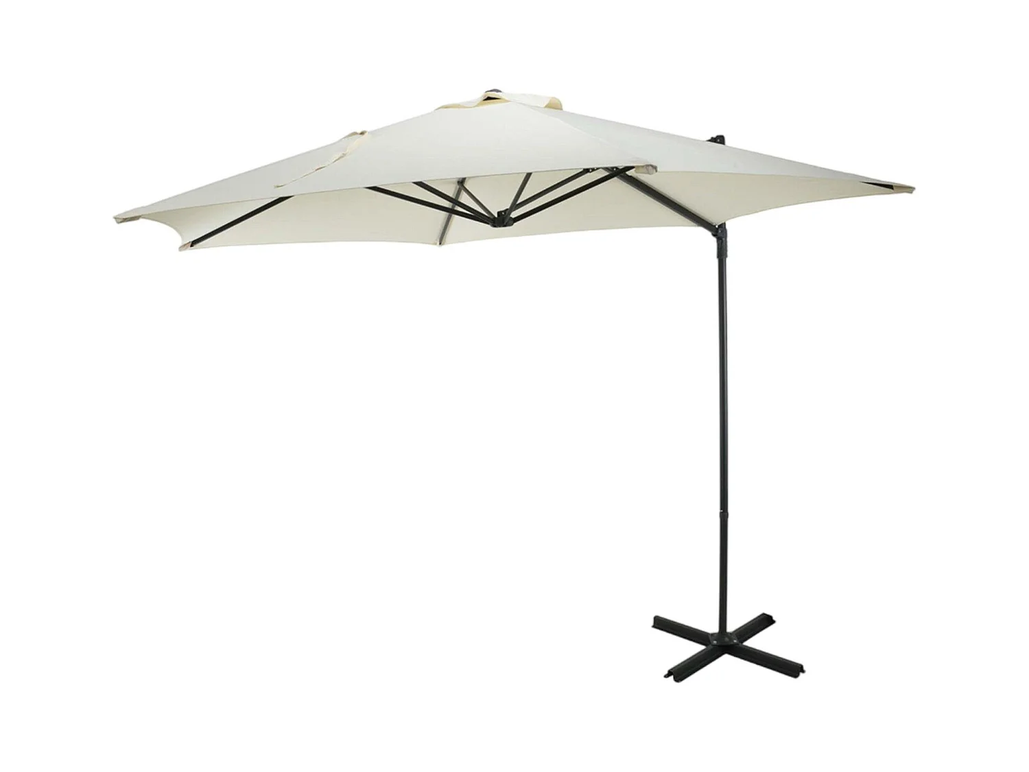 WELL HOME - Parasol suspendu Push Up Ø270cm coloris crème avec pied en acier croisé