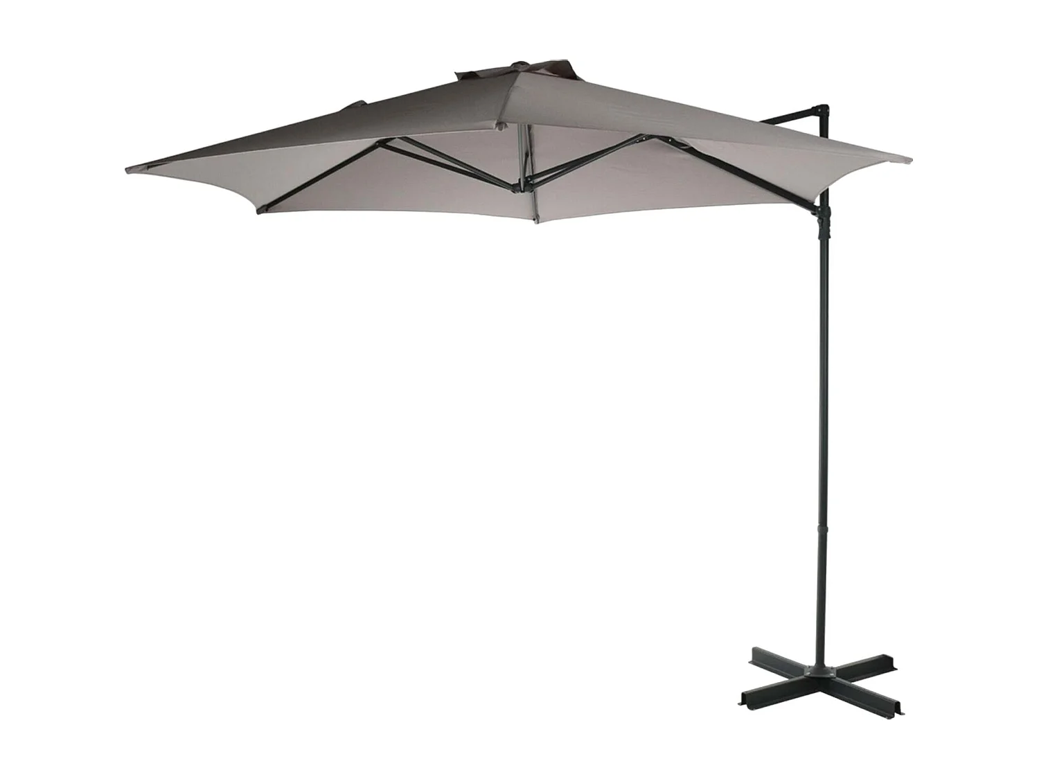 WELL HOME - Parasol suspendu Push Up Ø270 cm taupe avec pied en acier croisé
