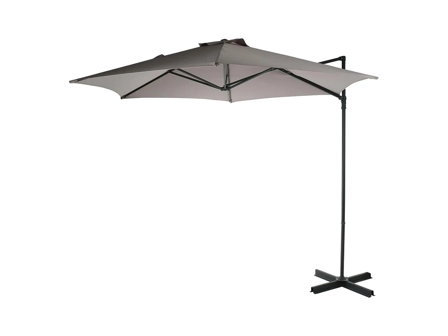 WELL HOME - Parasol suspendu Push Up Ø270 cm taupe avec pied en acier croisé