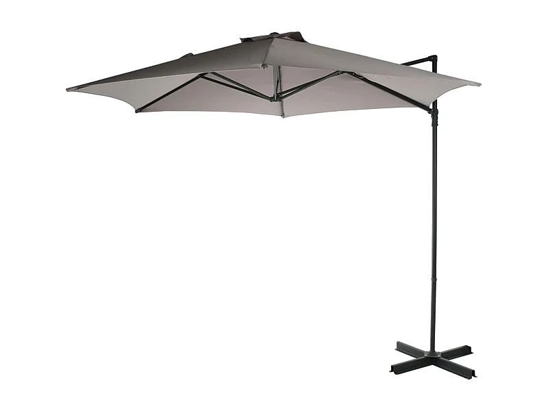 WELL HOME - Parasol suspendu Push Up Ø270 cm taupe avec pied en acier croisé