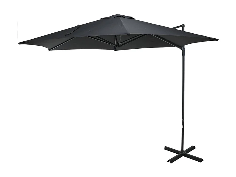 WELL HOME - Parasol suspendu Push Up Ø270cm coloris anthracite avec pied en acier croisé