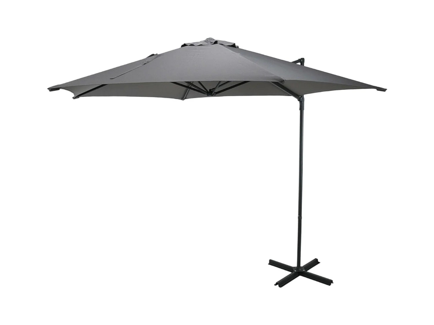 WELL HOME - Parasol suspendu Push Up Ø270 cm gris clair avec pied en acier croisé