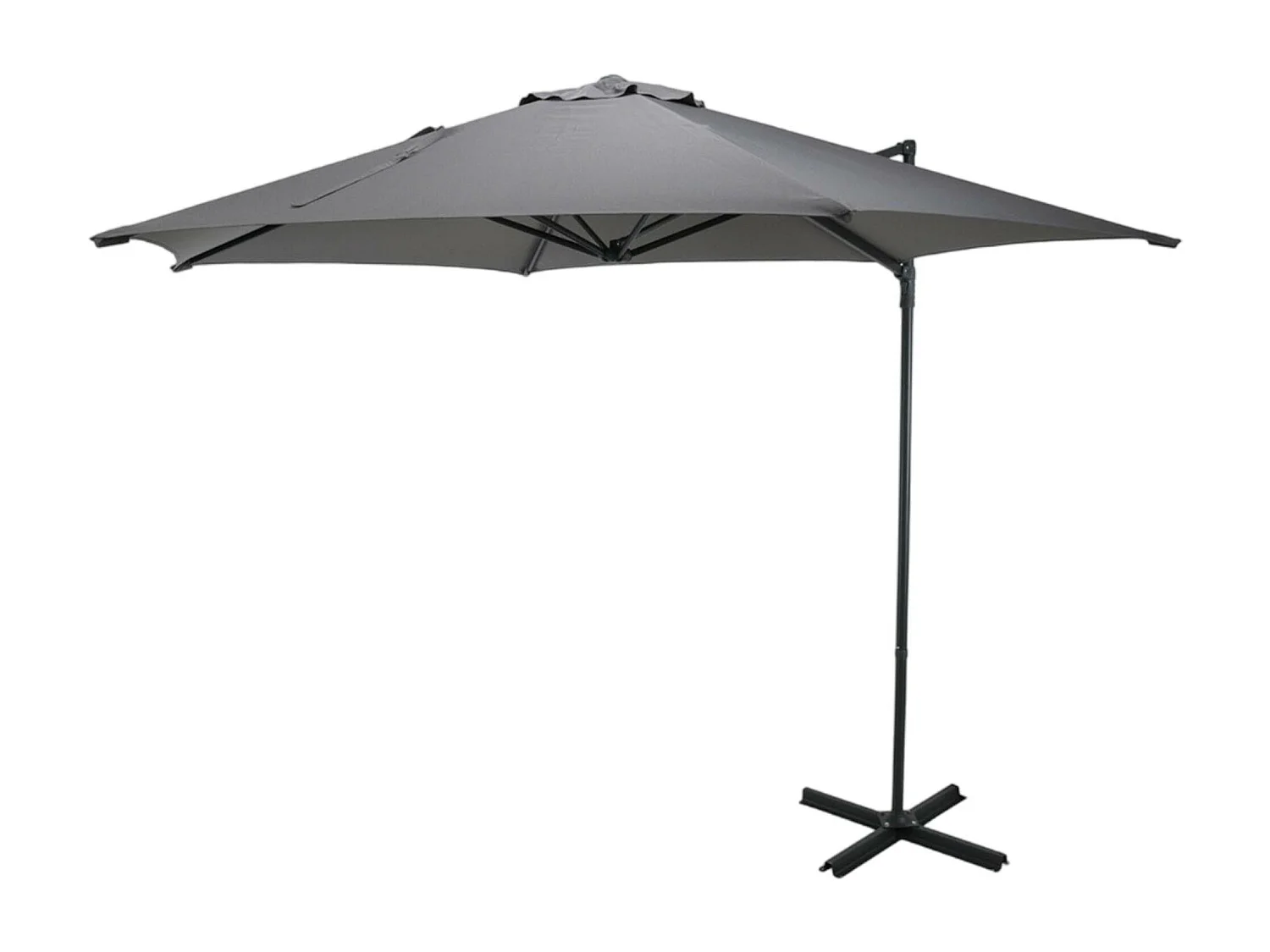 WELL HOME - Parasol suspendu Push Up Ø270 cm gris clair avec pied en acier croisé