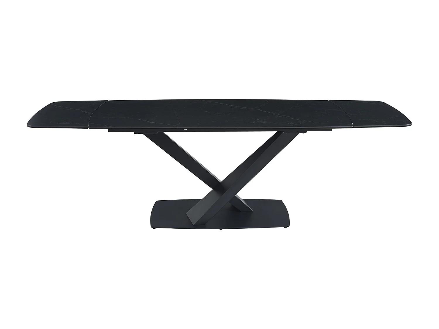 Bord- och stolsset MALATA + 4 stolar HEKA - Svart och beige marmoreffekt