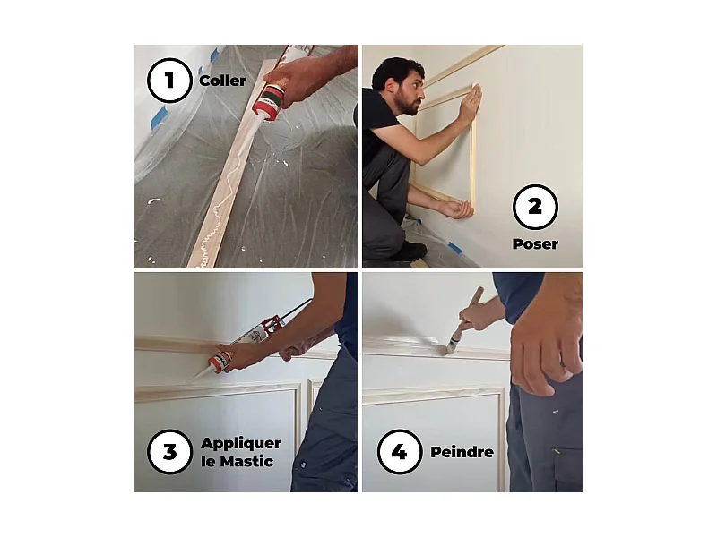 NORDLINGER PRO Lot de 4 Moulures droite large 70mm x 100cm