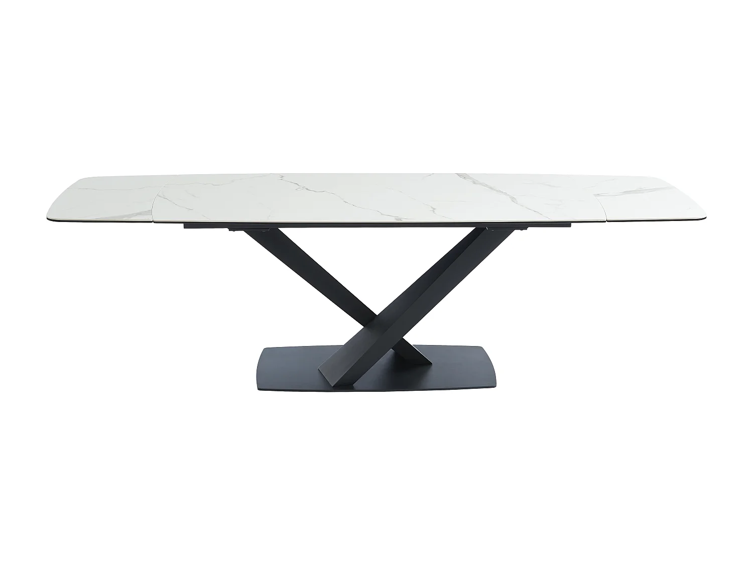 MALATA bord + 4 HEKA stolar - Vit och beige marmoreffekt