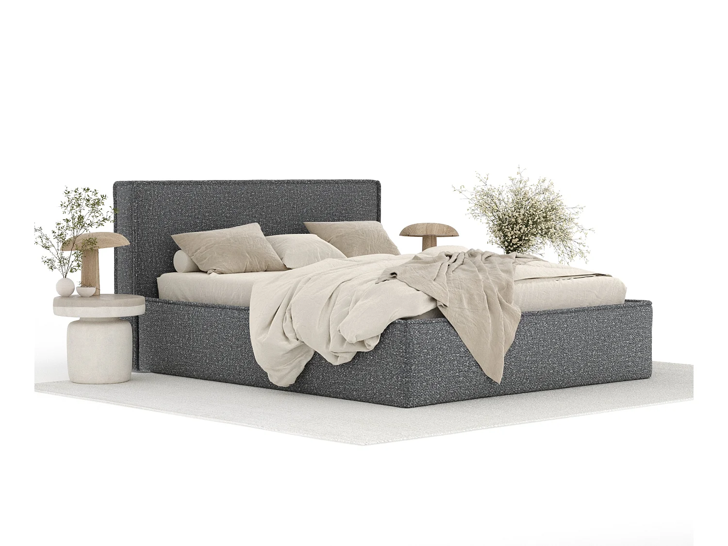 Polsterbett Lounge - 160 x 200 cm - Samtstoff - anthrazit