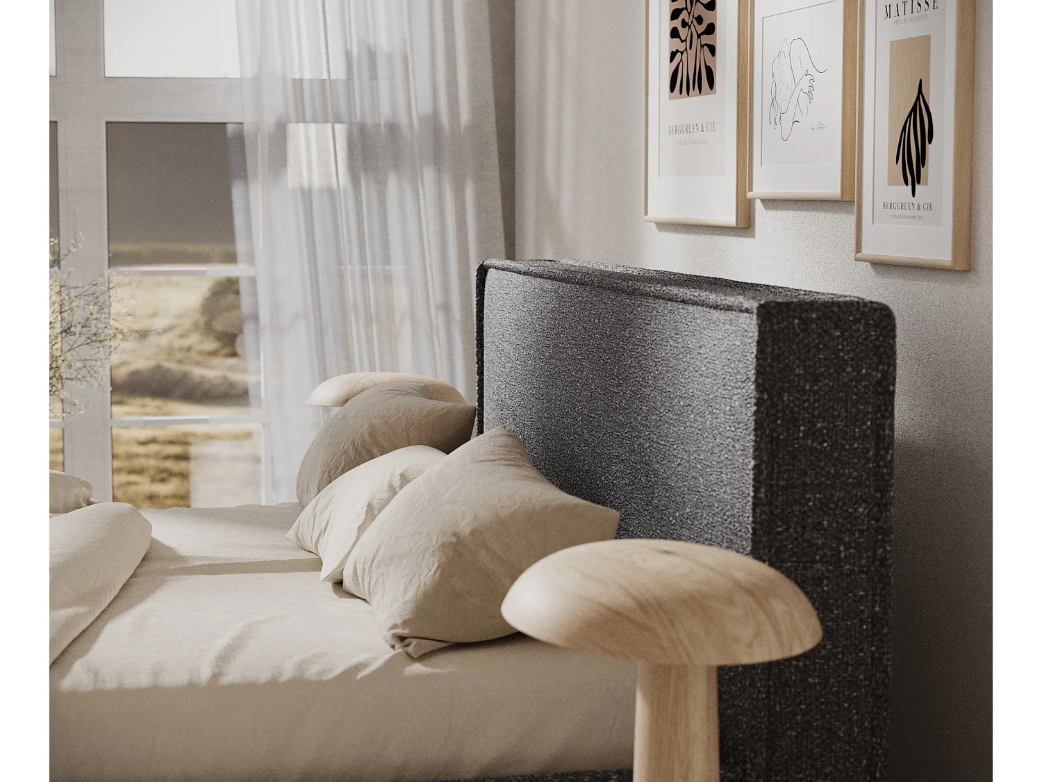 Polsterbett Lounge - 160 x 200 cm - Samtstoff - anthrazit