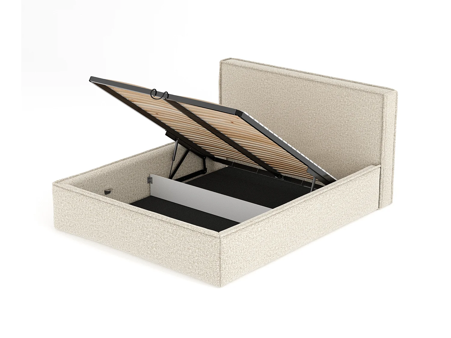 Lit coffre Lounge - 200 x 200 cm - velours - beige